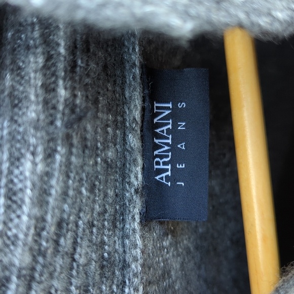 Armani Jeans Wool Blend Two-Tone Gray Shawl Sweater - Slim Fit L Like New - Picture 2 of 6